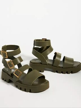 Anthropologie Silent D Friand Gladiator Sport Sandals Olive Size 38